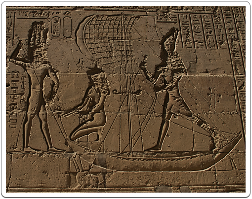 A Ptolemaic king, stabs a hippopotamus, one of the manifestations of Seth, to death before Horus, in the temple of Horus at Edfu.