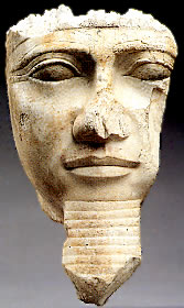 Limestone head of a statue assumed to have belonged to Khefren.