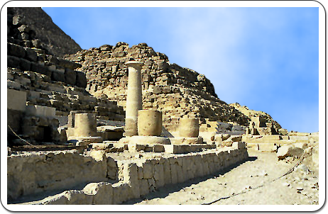 The Late Dynastic Isis temple built to the East of the pyramid of a queen named Henutsen.