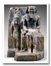 Group statue of Sahure with a provincial god.